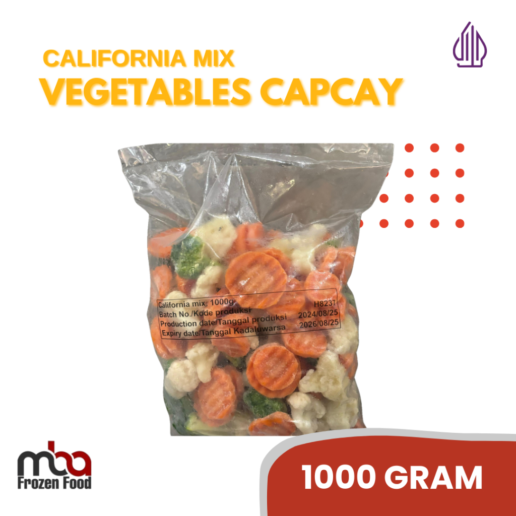 

California Mixed Vegetables / Capcay 1kg /Sayur /Sayuran /Bahanmasak /Masakan /Makanan /Sop /Capcay /Frozenfood /Praktis /Belanja /Sayurpotong /Wortel /Kembangkol /Brokoli /Tumis