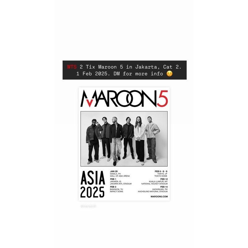 

Cat 2 - Maroon 5 in Jakarta, 1 Feb 2025