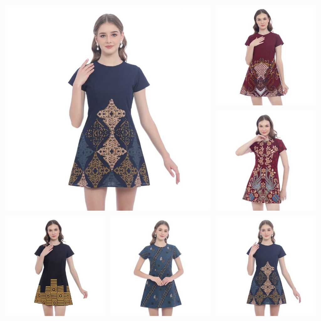 LUIGI RICCIO Dress Wanita Khusus Big Size Motif A Line Couple Keluarga New Arrival