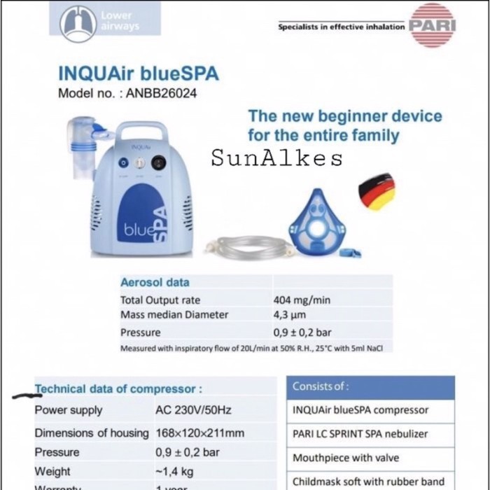 NEBULIZER GEA INQUAIR BLUE SPA ALAT NEBU GEA INQUAIR BLUESPA
