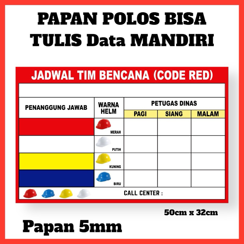 

PAPAN POLOSAN TEBAL 5mm / PAPAN KESELAMATAN / PAPAN JADWAL / PAPAN KLINIK / CODE RED K3 / PAPAN PIKET / PAPAN TIM BENCANA