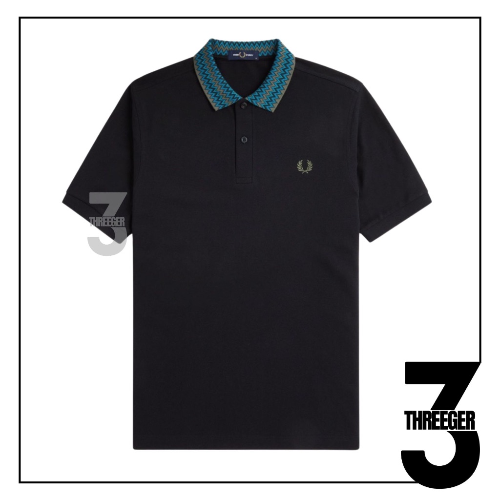 Fred Perry Jacquard Collar Polo Black Original / Polo Fred Perry Original