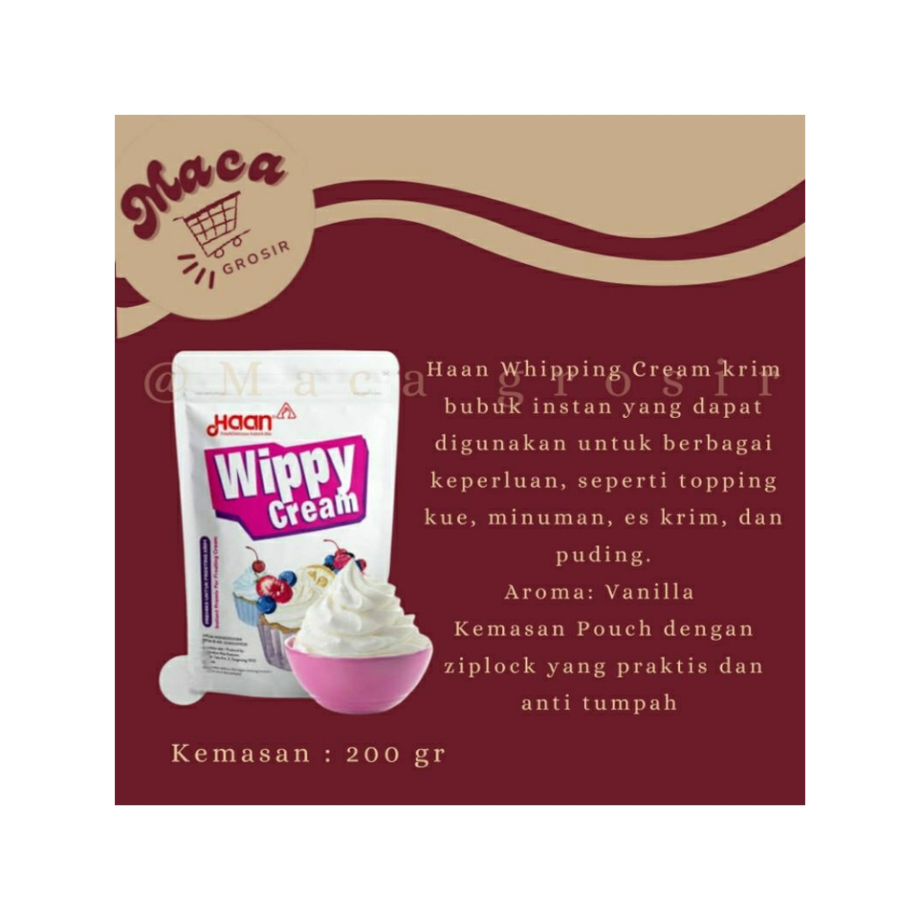 

Haan wippy cream 200gr / whipped cream bubuk instan