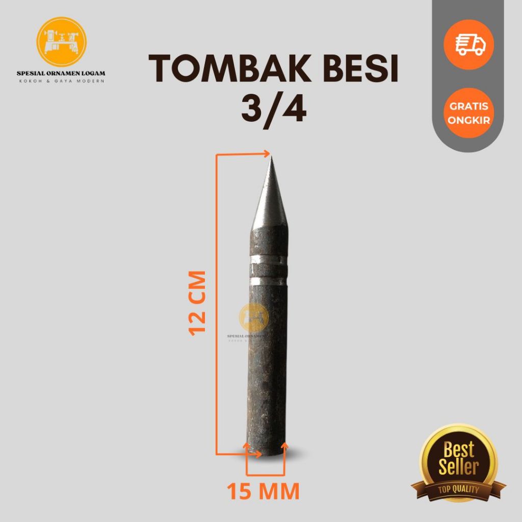 Tombak Besi Beton Ukuran 12 Full / Ornamen Pagar / Tombak Virkan Aksesoris pagar