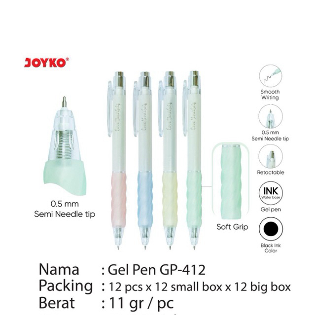 

( 1 pcs ) GP412 Pulpen gel Love Yourself / Bolpen Gel / Pen Jel Cetrek Retractable Joyko Love Yourself Pastel Soft Grip GP-412