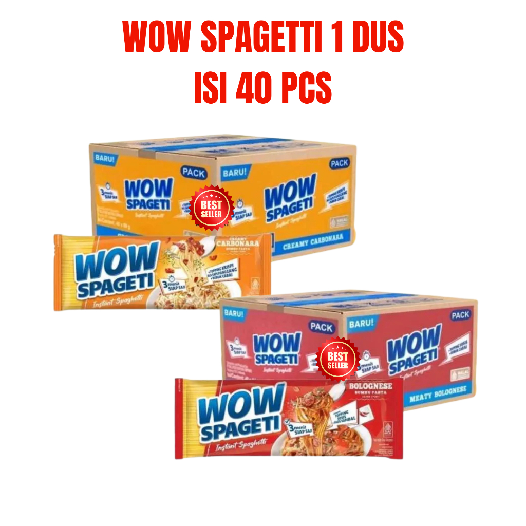 

1 DUS Wow Spagetti isi 40 Pcs/Dus Rasa Creamy Carbonara / Bolognese Spageti Pasta Instan Spagetty