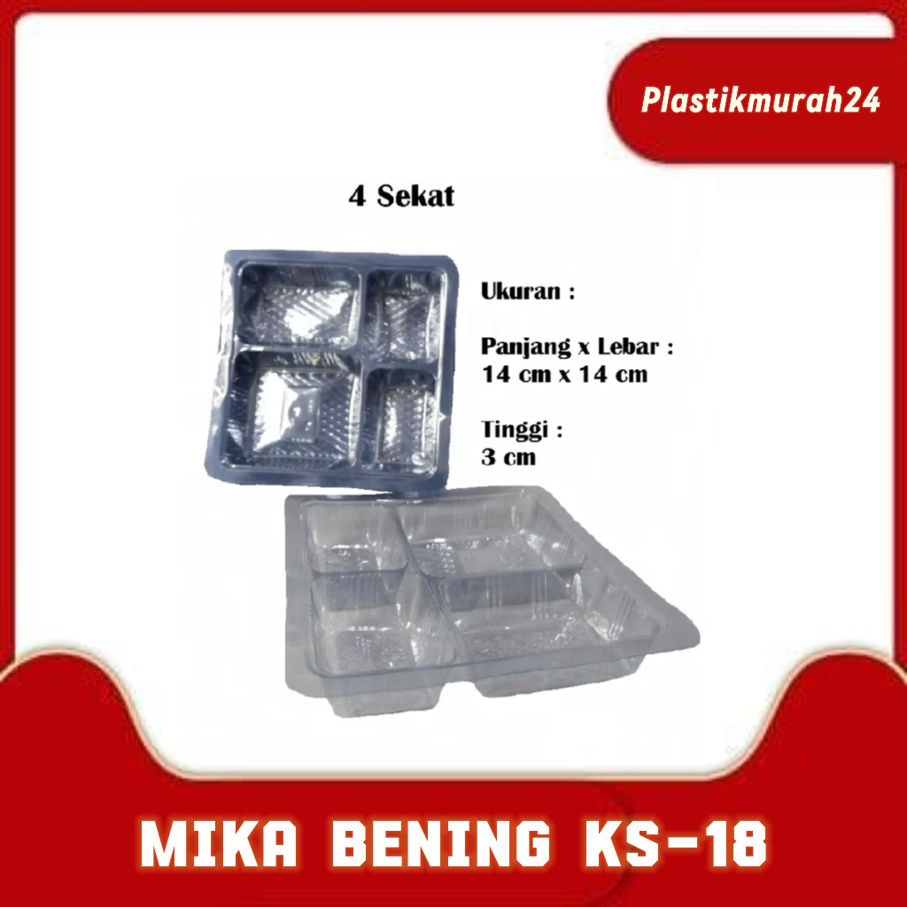 Mika Send 18 / Mika Alas / Mika Bening / Tempat Nasi / Mika Ukuran 18 / Mika 4 Sekat