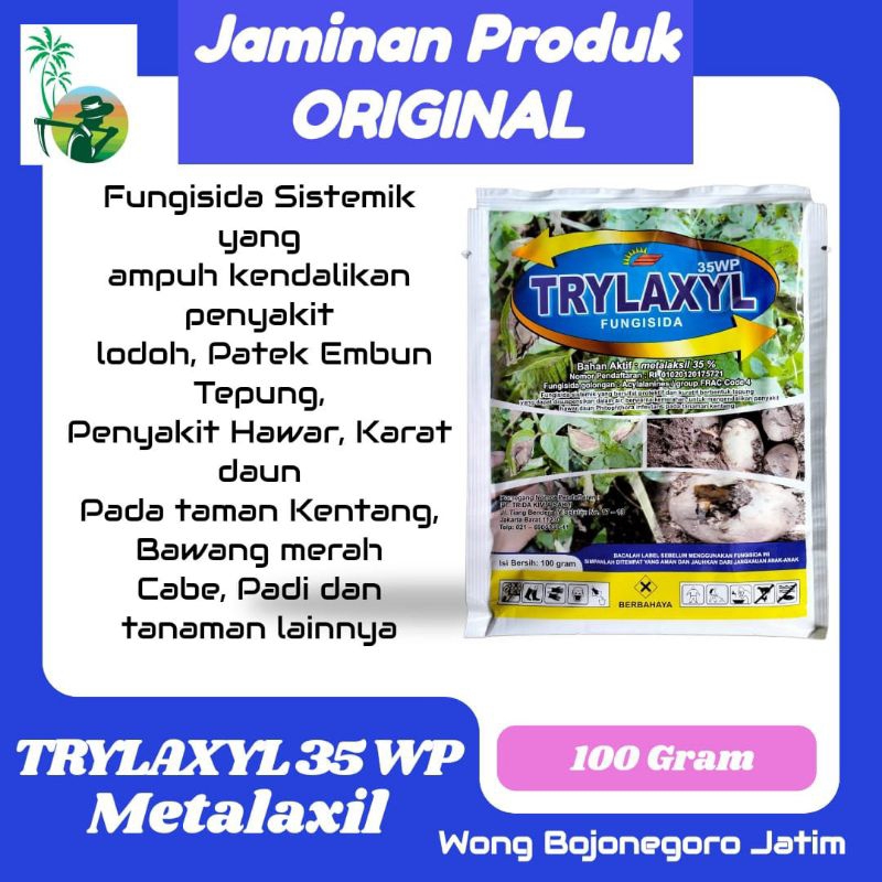Fungisida Sistemik TRYLAXYL 35 WP Metalaxil Basmi Patek Cabe, Lodoh Bawang Merah dan Krapak Melon 10
