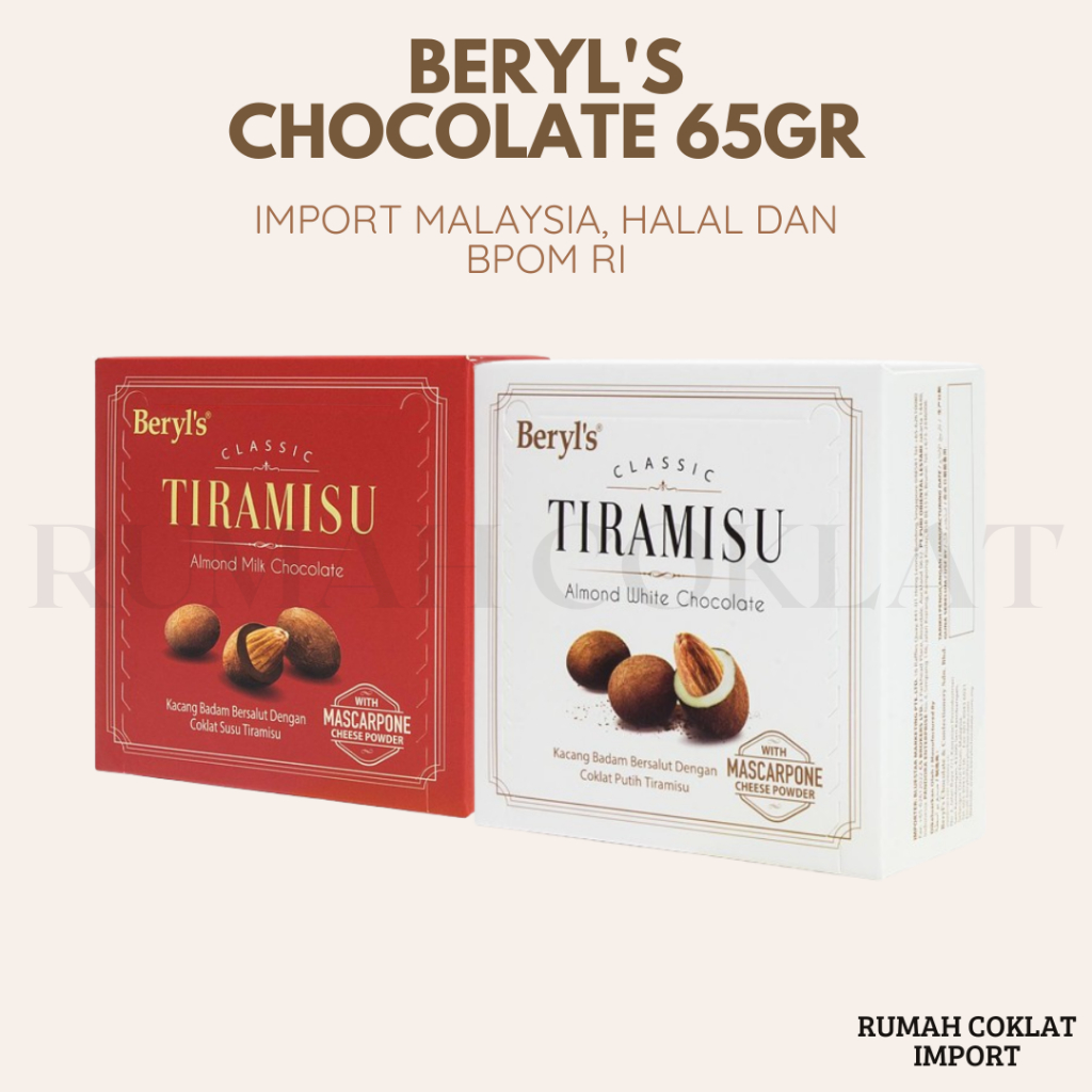 

65gr Beryl's Almond Chocolate Malaysia Halal Bpom Beryls coklat oleh oleh ASLI