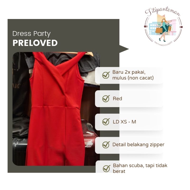 Dress Wanita / Gaun Wanita / Dress Pesta / Dress Wanita Merah / Dress Merah
