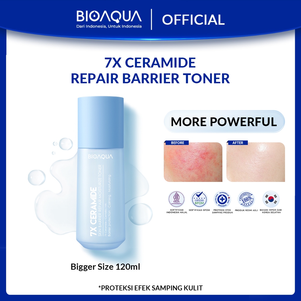 BIOAQUA 7X Ceramide Skin Barrier Repair Moisturizer Toner Wajah 120ml Glowing Hydrating Toner Pemuti