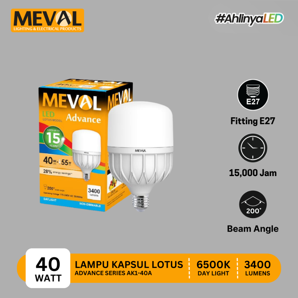 LED Kapsul Lotus 40W - Putih MEVAL