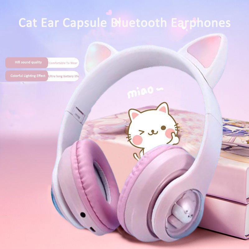 BESTPROMO HEADPHONE BLUETOOTH TELINGA KUCING HEADPHONE BLUETOOTH NIRKABEL HEADPHONE OLAHRAGA
