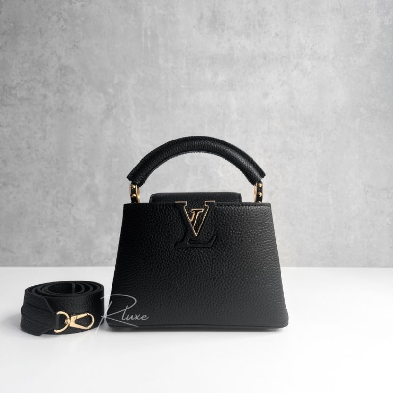 LV*utton Capucines Mini Bag in Black GHW