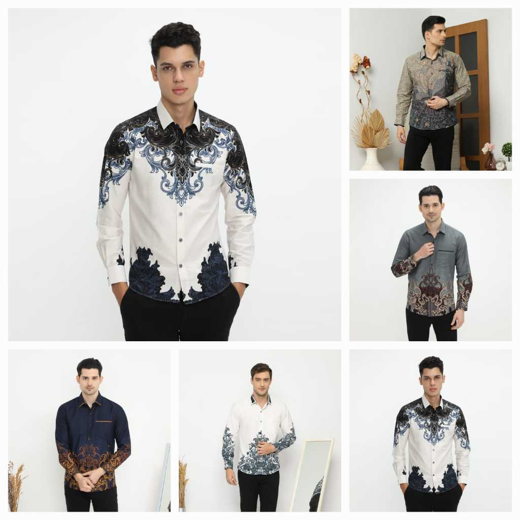 LUIGI RICCIO Kemeja Batik Pria Seragaman Sampai 5XL Jumbo Casual Kerja Kantor 5 Motif Best Seller
