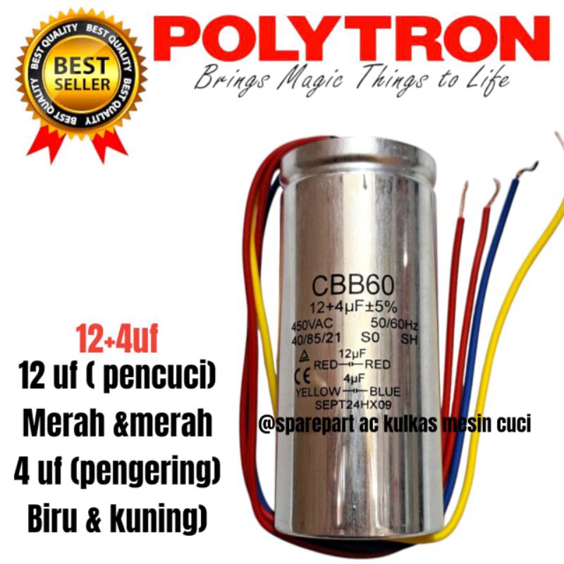 kapasitor original mesin cuci polytron 2 tabung pwm1368