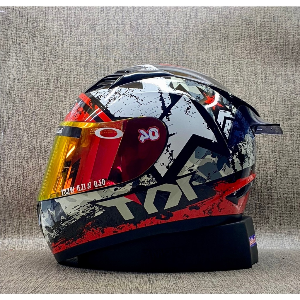 KYT R10 #3 RED || Paket Ganteng - Visor Iridium - Helm Full Face - Single Visor