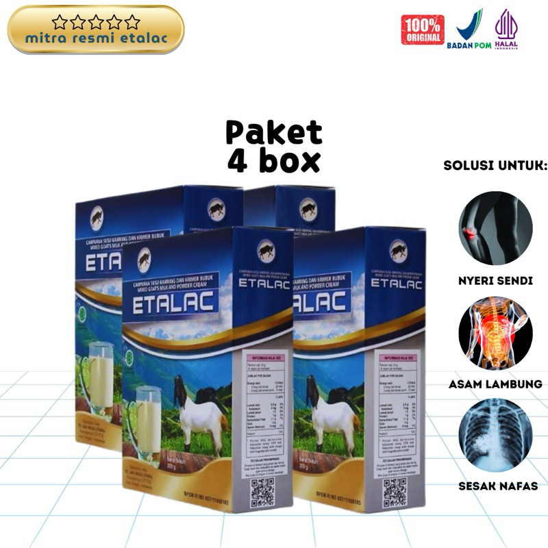 

susu kambing etawa bubuk ETALAC 200gr 100%Original paket 4 box