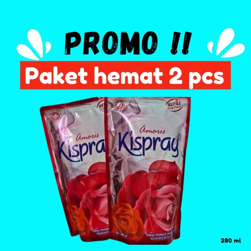 (2pcs) Amoris Kispray Paket Hemat 280 ml Kispray Refill Refill Kispray Ungu Kispray Ungu Refill Refi