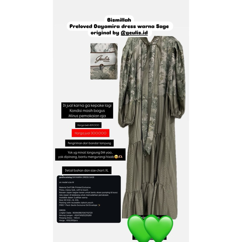 Preloved Dayamira dress sage by Geulis