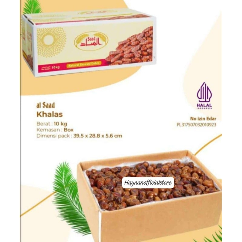 

Kurma Khalas Sayer Al Saad Emirates Gold 10KG PANEN TERBARU EXP 2026