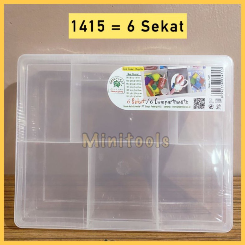Untung maksimal Kotak Plastik 6 Sekat  Kotak Perkakas Green Leaf 1415