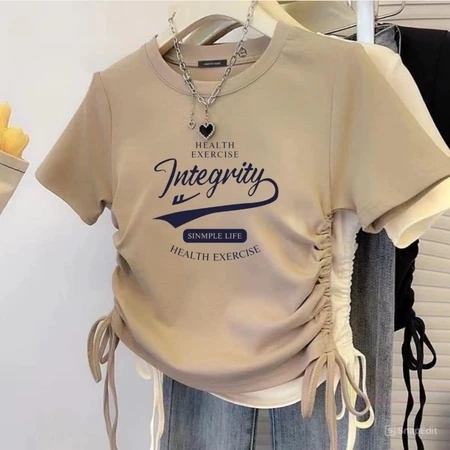 Tshirt Integrity Baju Kaos Serut Wanita Crop top Baju Kaos Wanita Kekinian - kaos wanita