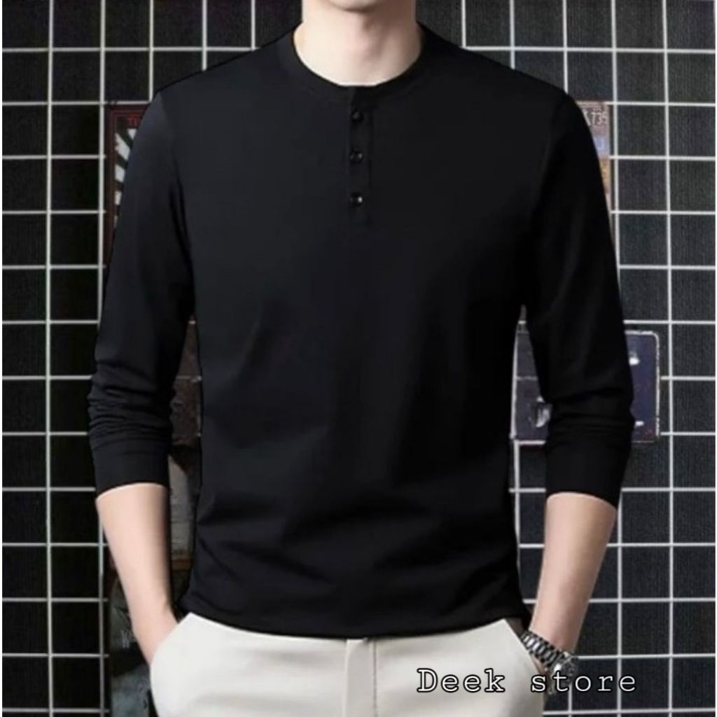 kaos kancing lengan panjang pria/kaos kancing polos pria/kaos kancing lengan panjang terlaris