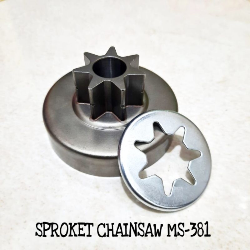 Sproket chainsaw Stihl type 381 Sproket dan plat chainsaw 381