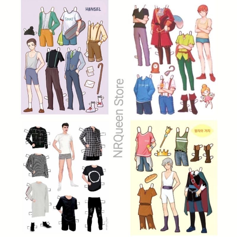 NRQueen Paper doll Korea cowok, BP kertas, mainan jadul