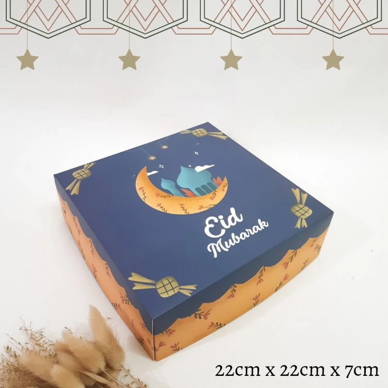 

dus kue kering idul fitri box lebaran motif biru ukuran 22x22x7 cm
