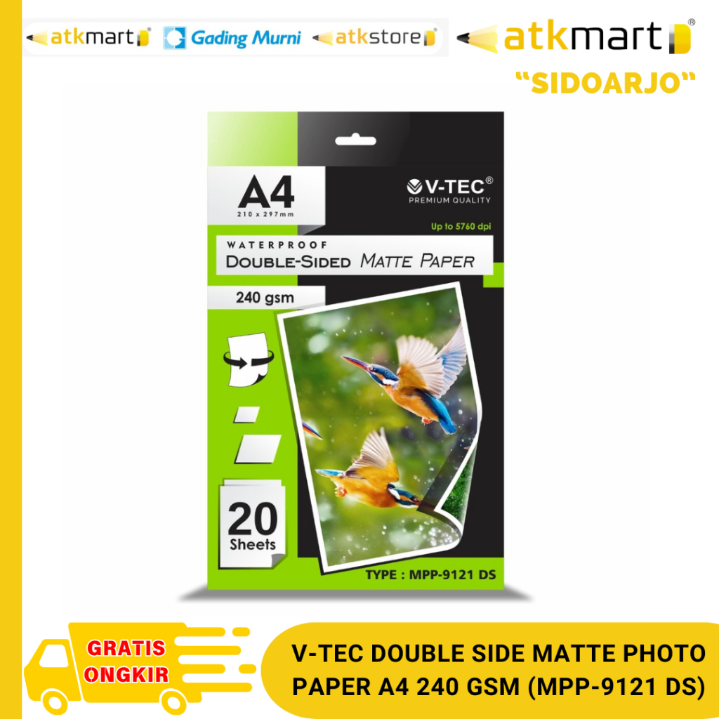 V-TEC DOUBLE SIDE MATTE PHOTO PAPER A4 240GSM (MPP-9121 DS) / KERTAS FOTO MATTE
