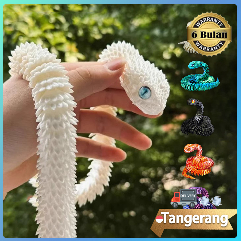 Mainan 3D Print Ular 30cm /Ular Simulasi Dapat Digerakkan Multi-Sendi /Mainan Tahun Ular