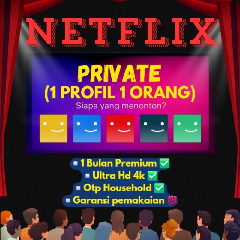 Netflix premiumm private 1 Profil 1 orang UHD 4K Amanah full Garansi