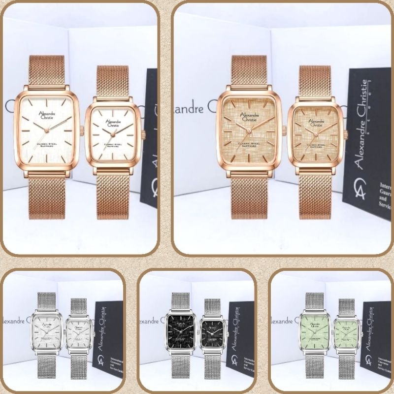 Jam Tangan Couple Pria / Wanita Alexandre Christie 8699 AC8699 AC 8699 AC Couple Tali Besi Pasir / S
