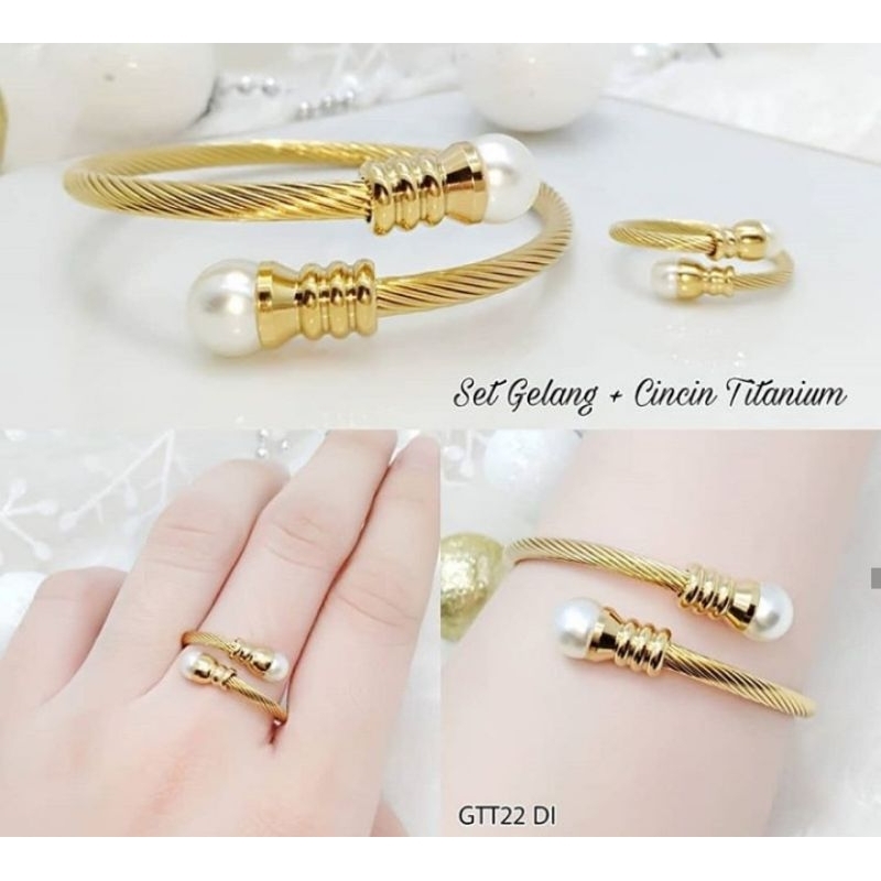 Set Gelang dan Cincin Ulir Titanium