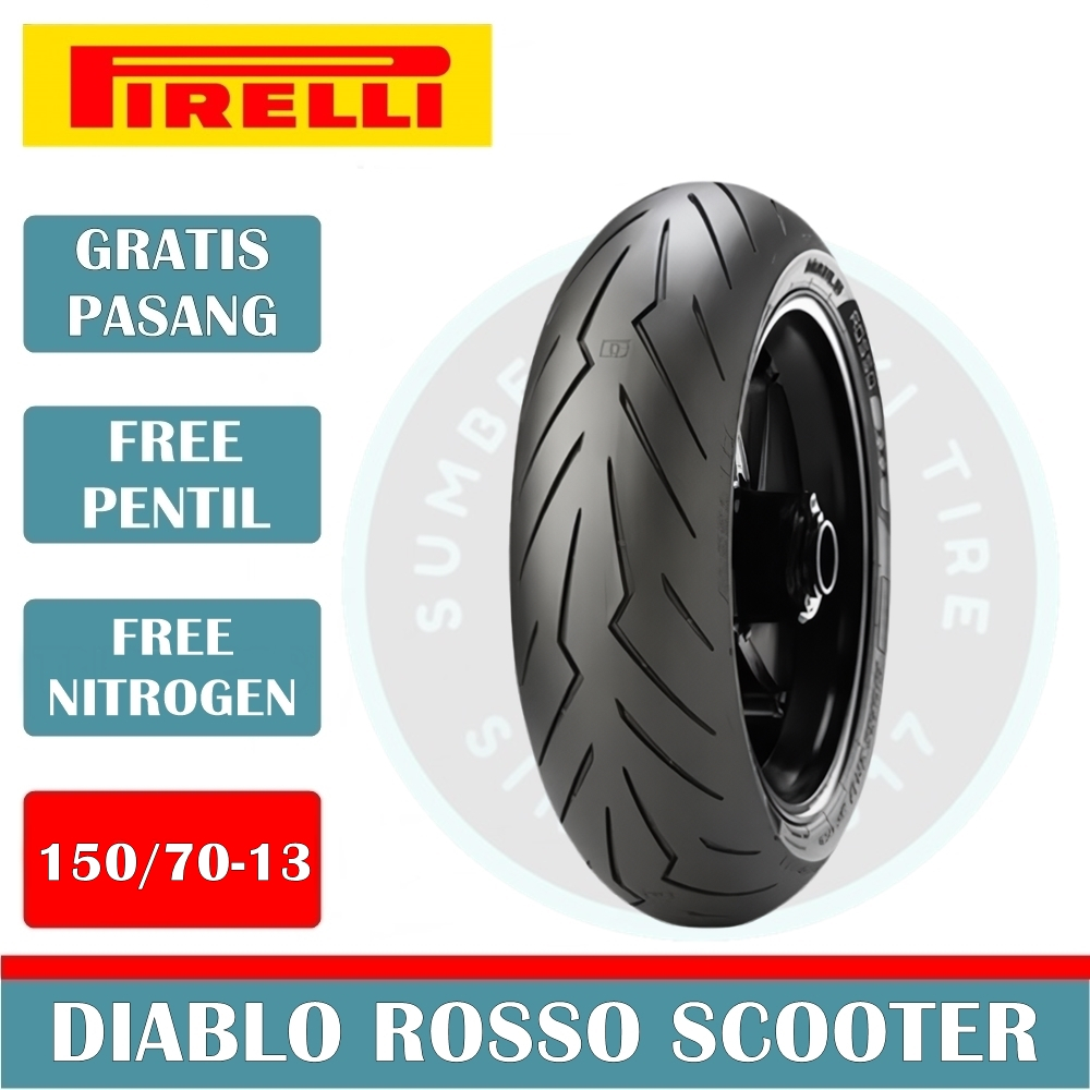 Ban Motor PIRELLI DIABLO ROSSO SCOOTER 150/70-13 Tubeless Ban Belakang Motor NMAX