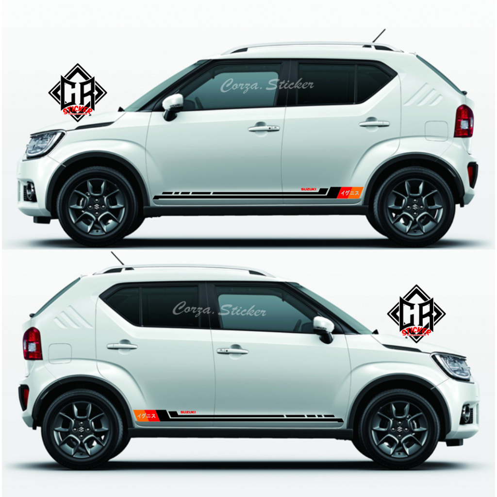 Sticker cutting list mobil Suzuki ignis stiker list 3Warna body samping mobil Ignis