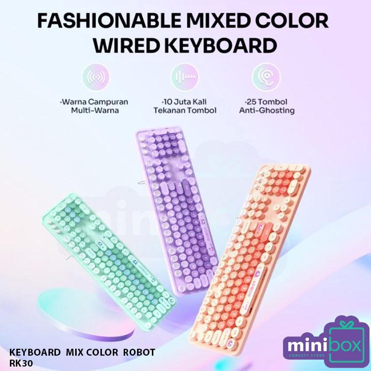 Robot RK30 / RK-30 Wired Keyboard Pastel Color Portable Office Keyboard Laptop