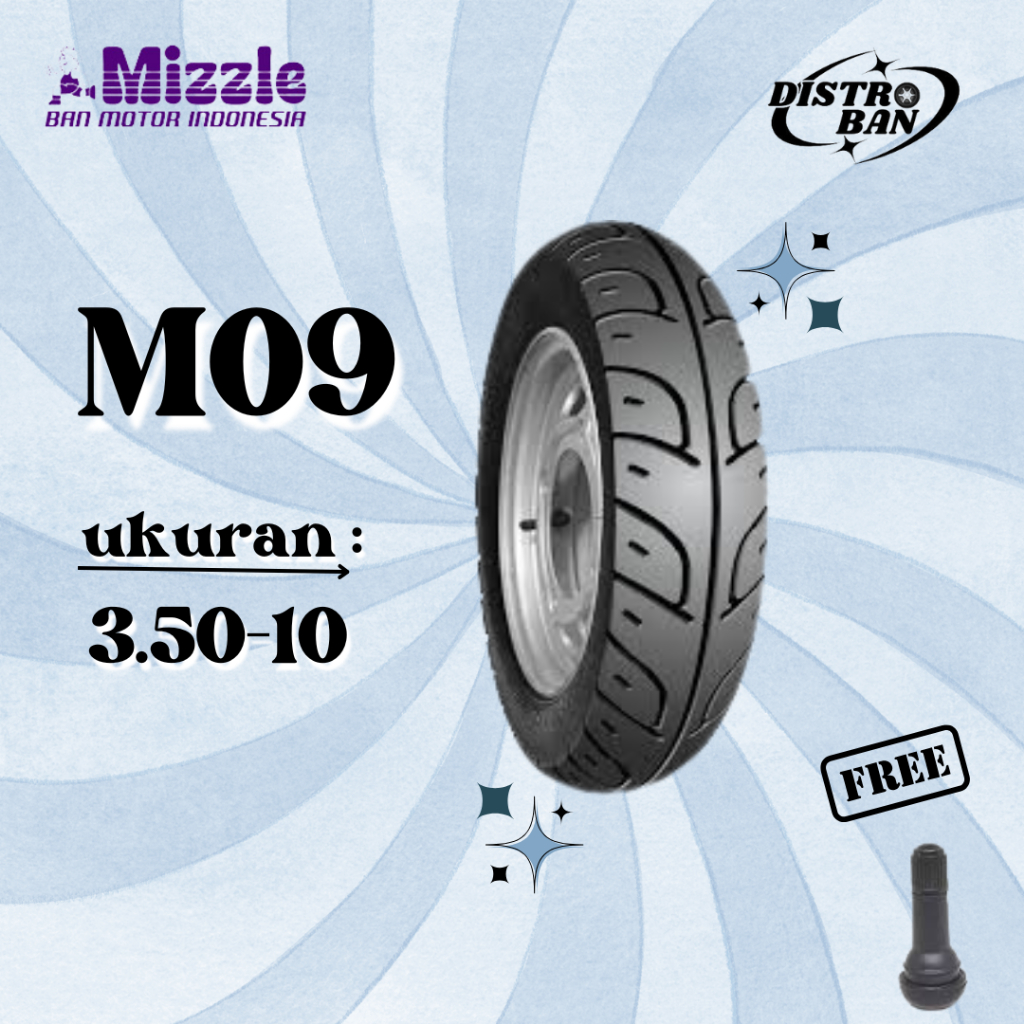 Ban Motor Vespa Ring 10 Mizzle M09 350-10 Ban Tubles Depan Belakang