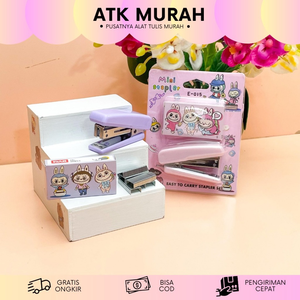 

STAPLER PLUS REFILL 2IN1 LABUBU MN-1755 STAPLES MINI WARNA PASTEL ALAT TULIS SEKOLAH MURAH TERJANGKAU