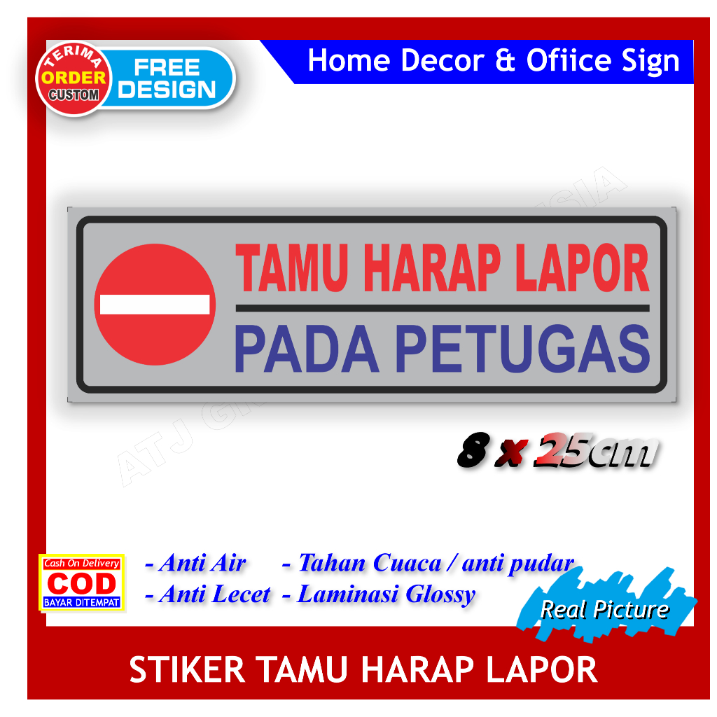 

Stiker tamu harap lapor petugas prosedur kunjungan sticker pos satpam security