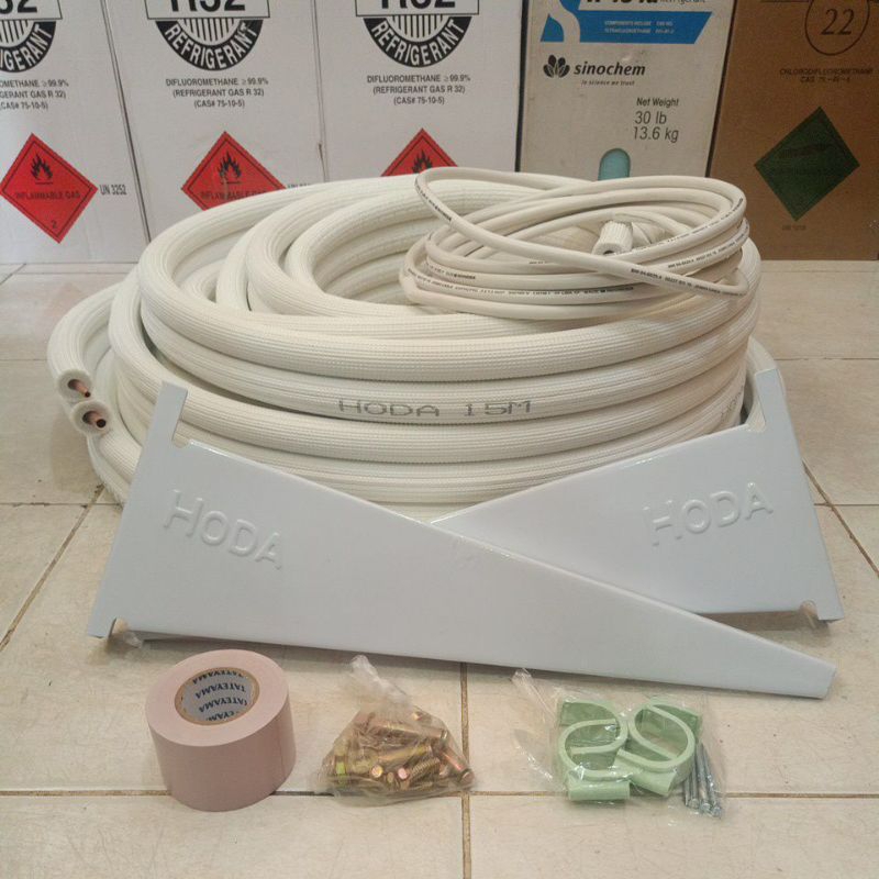 paket pipa hoda 5 meter( link khusus)uk.1/4+3/8 untuk AC 1/2 pk - 1 pk