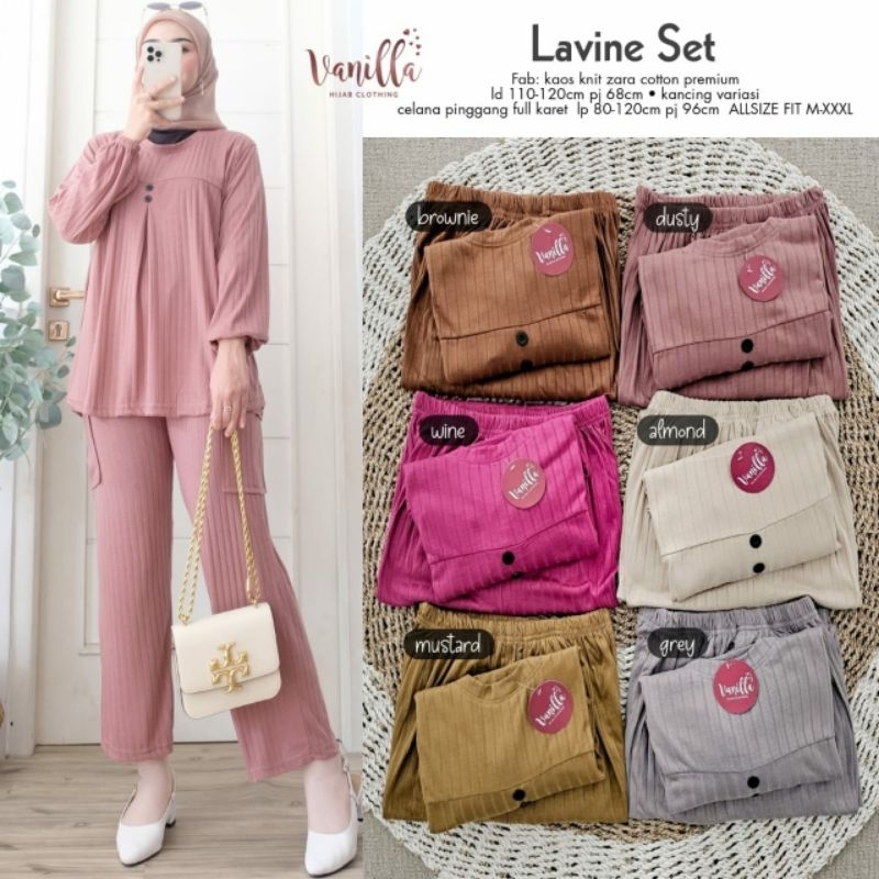 MOCA Lavine Sendisa Set 120 Kaos Oneset Setcel Vanilla VNL Meong Solo