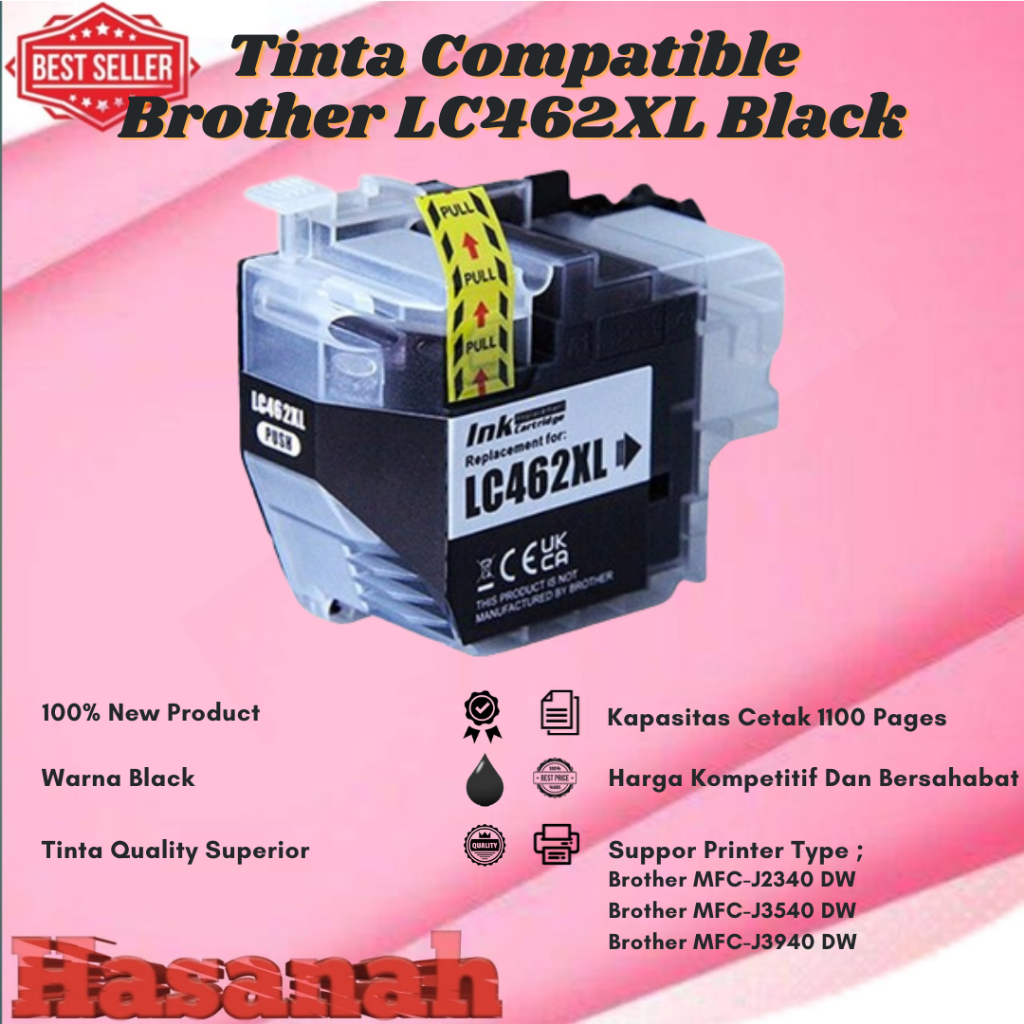 Tinta Catridge Compatible Brother LC462XL Black  For Brother MFC-J2340 DW Brother, MFC-J3540 DW, Bro