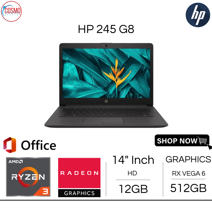 HP 245 G8 AMD RYZEN 3-5300U | RAM 12GB SSD 512GB | 14" INCH
