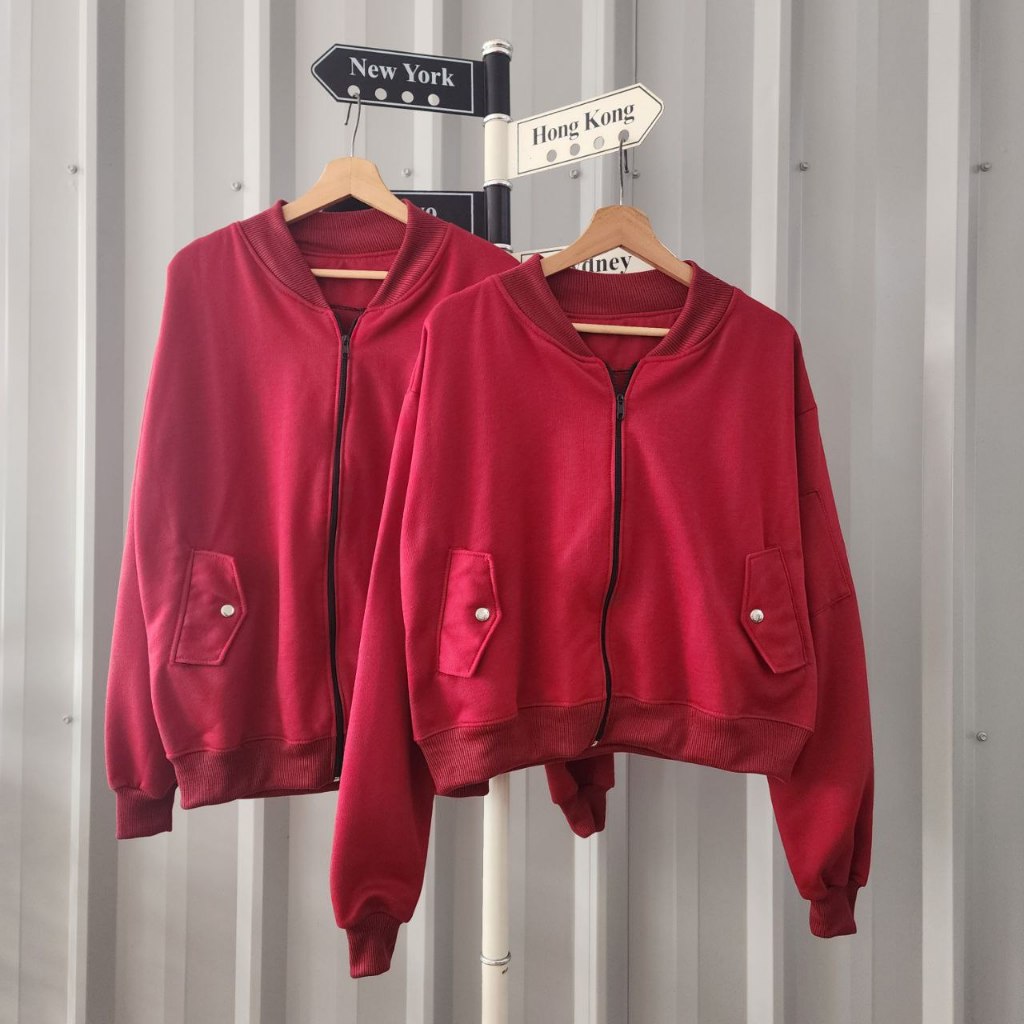 Bomber Isi 2 Jaket Couple Pasangan Jaket Fleece Tebal Jaket Couple Oversized Jaket Couple Korea