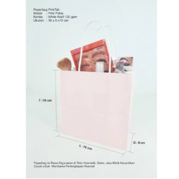 

(10pcs) Paperbag Pink soft Tali Ukuran 18x8x18cm 125gsm