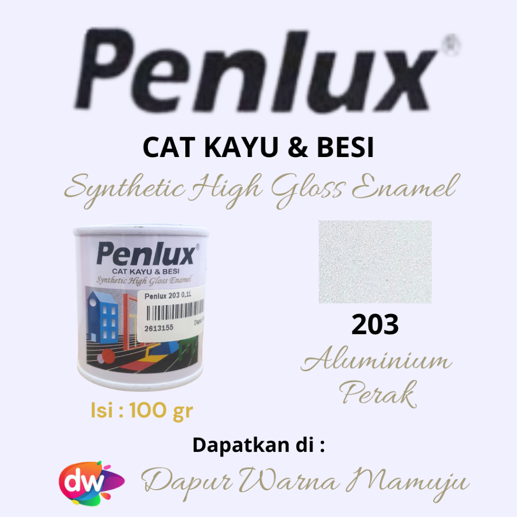 [Sulsel-Sulbar] Penlux Cat Kayu & Besi Aluminium 203 (Cat Minyak Penlux Warna Perak) Kemasan 100 gr