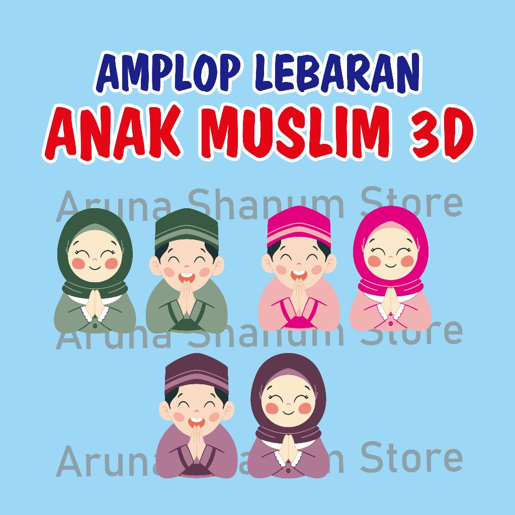 

(6 Pcs) Amplop 3D Kartun Anak Muslim Lebaran IdulFitri 2025